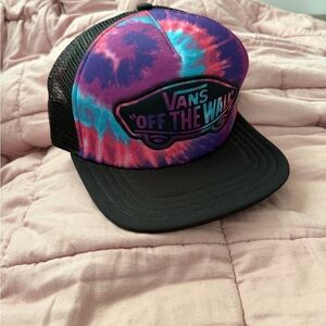 Vans Tie-Dye Trucker Hat in Purple, Teal & Pink with Black Brim
